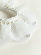 The Coquette Pearl & Lace Ruffle Pet Collar