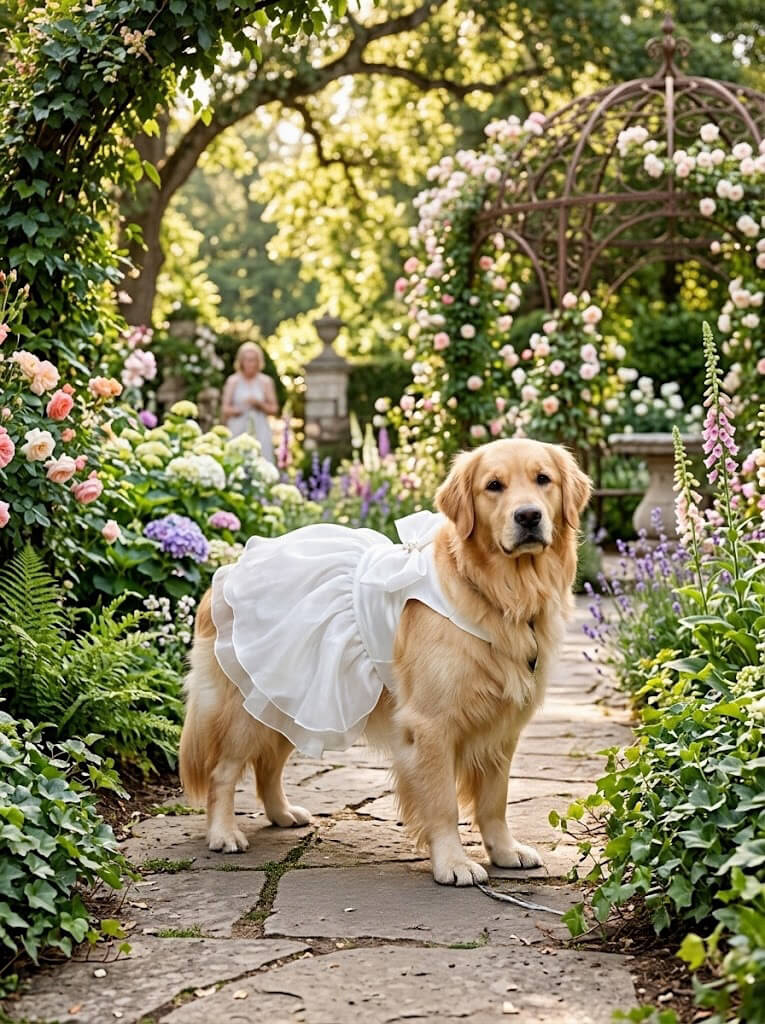 Matte Satin Wedding Dress for Medium to Large Dogs - ForPawMoment