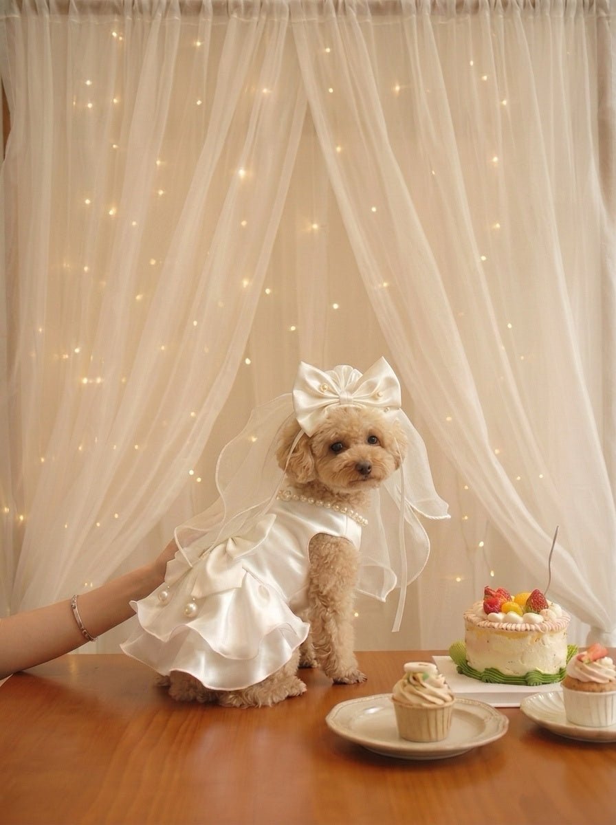 Matte Satin Wedding Dress for Small Dog - ForPawMoment