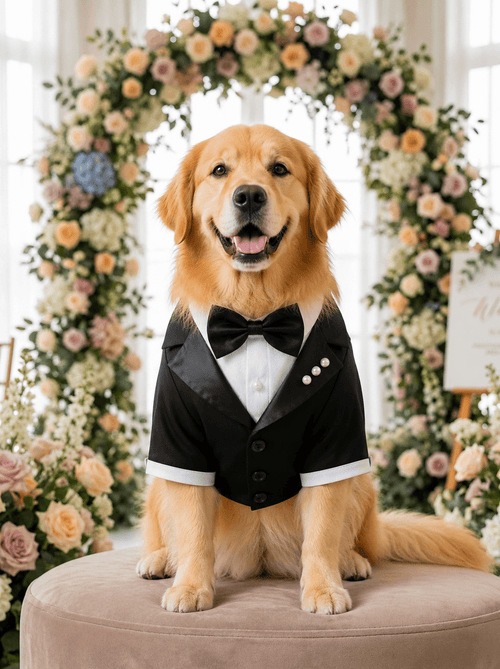 Premium Medium & Large Dog Wedding Suit Tuxedo with Bowtie Set - ForPawMoment