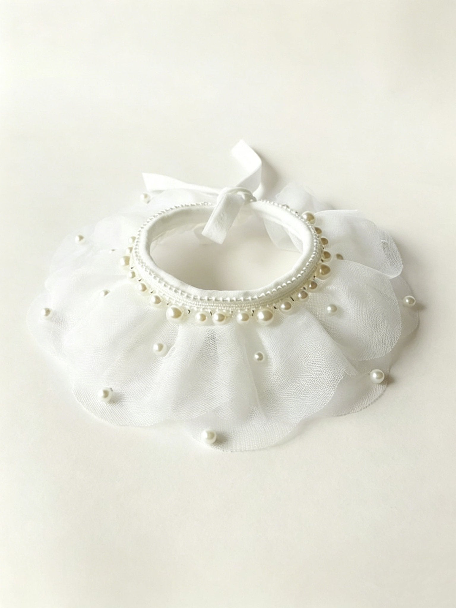 The Coquette Pearl & Lace Ruffle Pet Collar - ForPawMoment