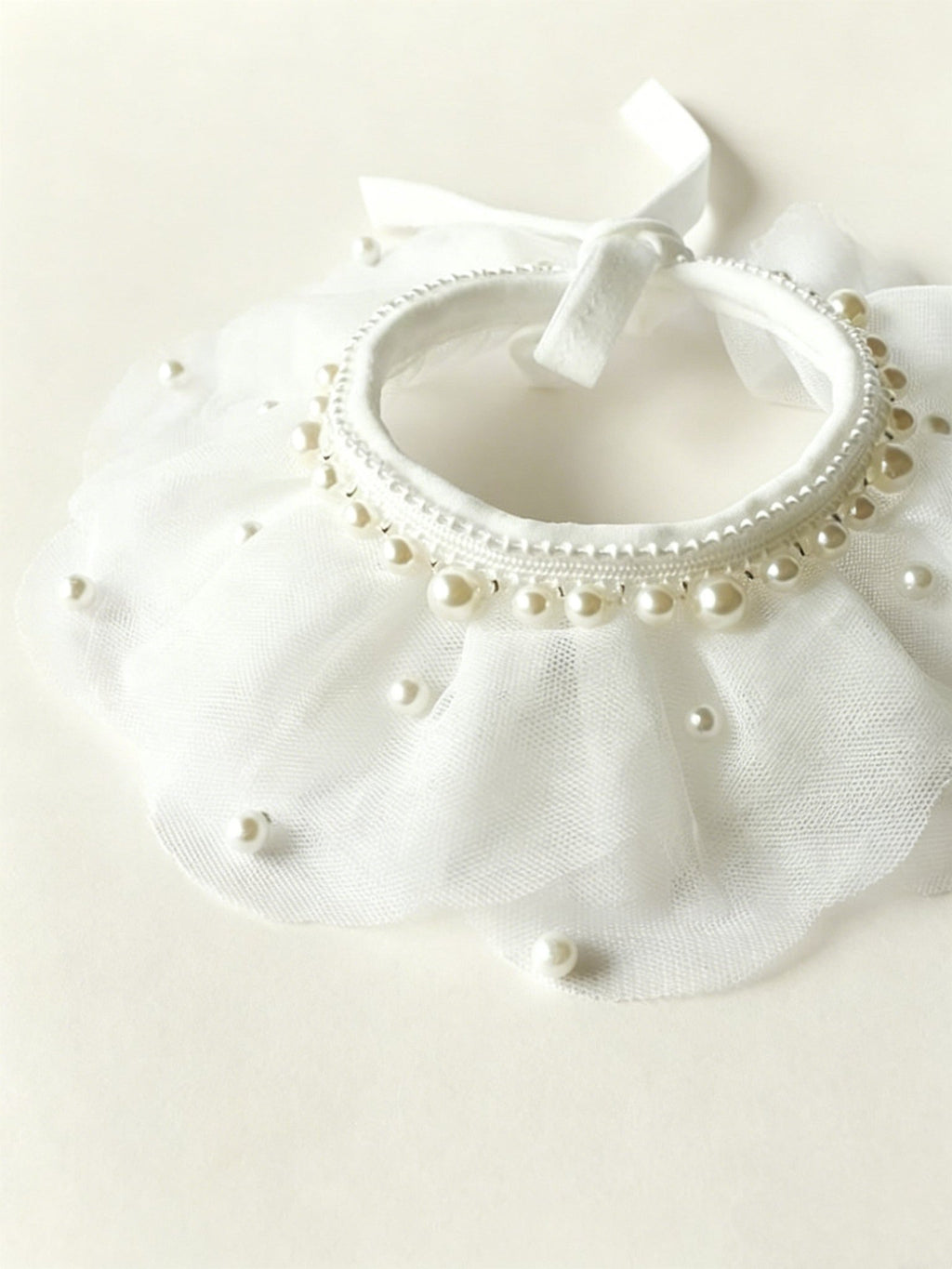 The Coquette Pearl & Lace Ruffle Pet Collar - ForPawMoment
